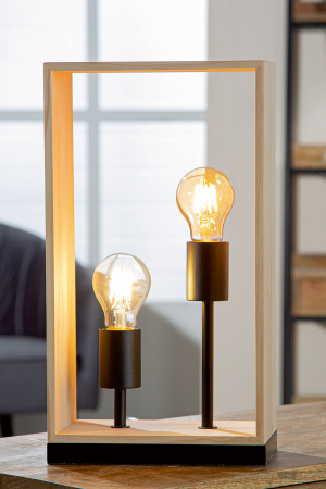 Veioze - Lampa de masa, Scatola, Lemn, ecru, PU 1, L. 12 cm, L. 22 cm, H. 40 cm