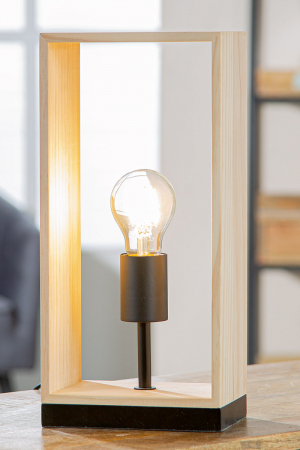 Veioze - Lampa de masa, Scatola, Lemn, ecru, PU 2, L. 10 cm, L. 16,5 cm, H. 36 cm
