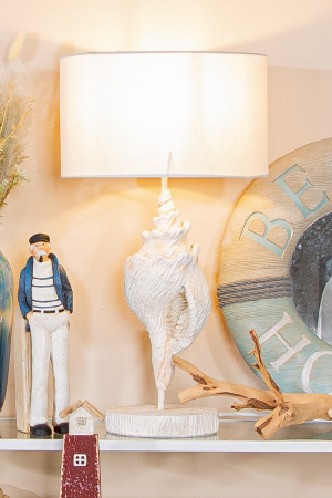 Veioze - Lampa de masa, Shell, Seashells, Polyresin, alb, PU 1, H. 54,5 cm, D. 29,5 cm
