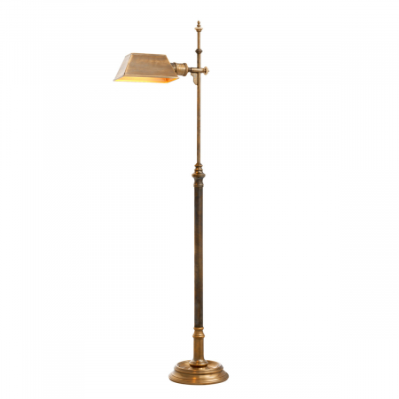 Lampadare - Lampă de podea Charlene, finisaj din alamă cu aspect vintage, Dims: W. 21.5 | D. 20.5 | H. 130 (CM)