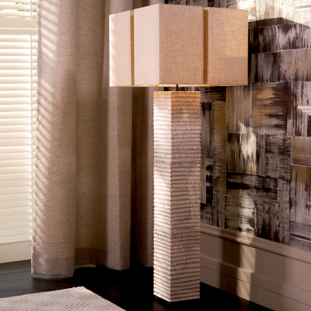 Lampadare - Lampă de podea Division raku ceramică albă cu abajur, Dims: W. 21 | max W. 60 | H. 165  (CM)