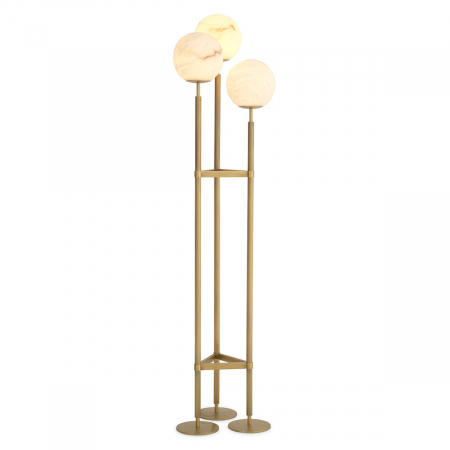 Lampadare - Lampă de podea Fiori, finisaj din alamă cu aspect vintage, Dims: W. 42.5 | D. 37 | H. 172  (CM)