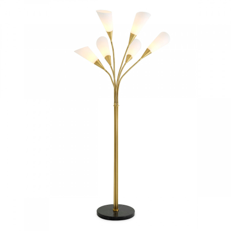 Lampadare - Lampă de podea Gagnon, finisaj din alamă cu aspect vintage, Dims: Ø 140 | H. 188 (CM)