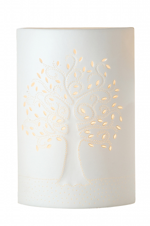 Veioze - Lampa Tree, Portelan, Alb, 28 x 18.5 cm