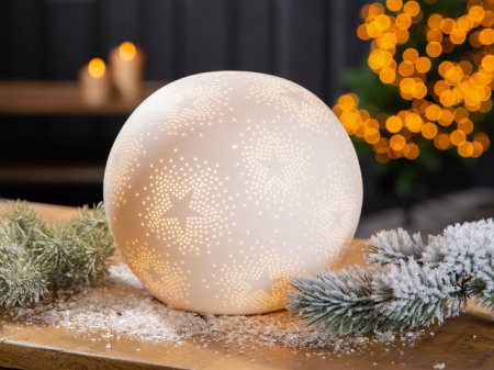 Veioze - Lampa, SPARKLE STARS, Portelan, Alb, D16 cm