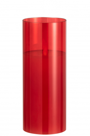 Suporturi lumanari - Lumanare LED, Sticla, Rosu, 10x10x25 cm