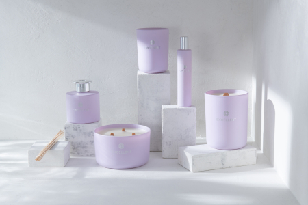 Lumanari parfumate si odorizante - Lumanare parfumata, Sticla, Mov, 3.5x3.5x16.5