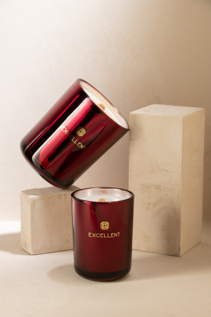 Lumanari parfumate si odorizante - Lumanare parfumata, Sticla, Rosu, 8x8x10.5 cm