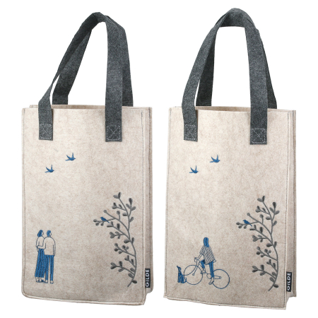 Genti - Punga cadou din fetru, „Moments” | Dimensiuni: 8 x 20 x 30 cm | Set de 2 buc