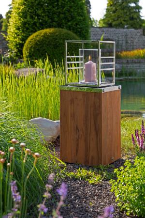 Postamente - MADEIRA, Postament, Lemn de Tec, inox, 31x31,H.50cm