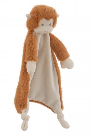 Jucarii pentru copii - Maimutica doudou paturica, Fibre sintetice, Maro/Bej, 16x6.5x41 cm