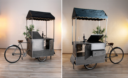 Mese de servire cu roti - Masa/Bufet Sales Bike, Metal, Multicolor, 215x205x60 cm