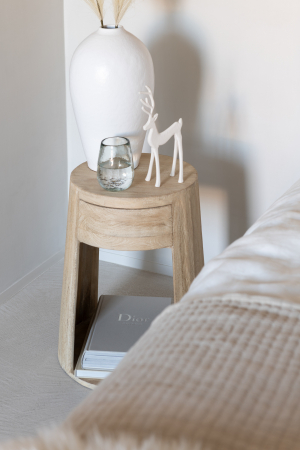 Noptiere - Masa laterala / noptiera Drawn cu sertar, Lemn de Mango/Mdf Natur