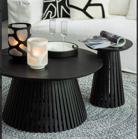 Masute - Masuta cafea Vincent, Lemn, Negru, 90x90x45