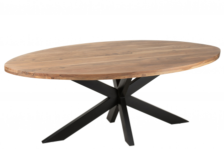 Mese dining - Masa Gerard Round, Lemn, Negru, 210x110x76 cm