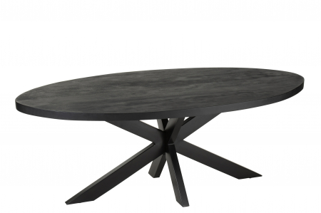 Mese dining - Masa Gerard Round, Lemn, Negru, 210x110x76 cm
