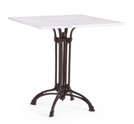 Mese dining - Masa patrata Loren, Otel/Marmura, Negru/Alb, 70x70x71 cm