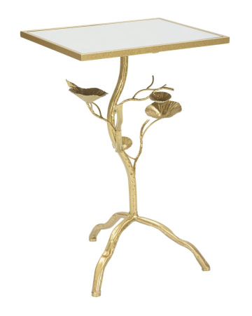 Mese dining - Masa Tisty, Fier/MDF/Oglinda, Auriu, 60x40x30 cm