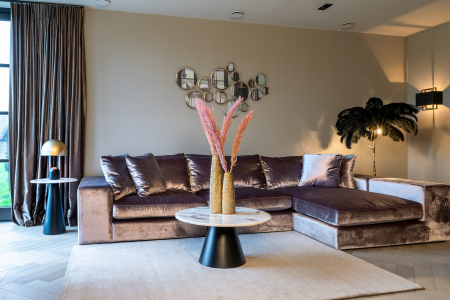 Masute - Masuta Degas, Marmura/Otel inoxidabil, Alb/Negru, 40x80x80 cm