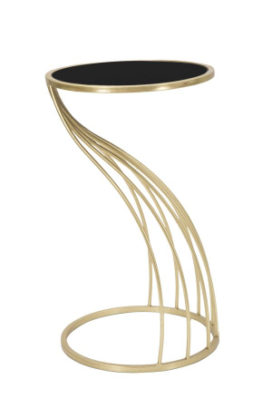 LIVING - Masuta FLUSH , Metal/Sticla, Negru/Auriu, 35X60 cm