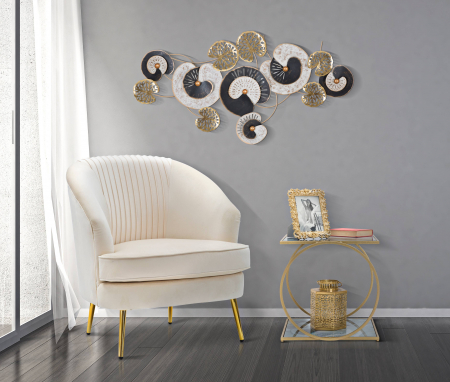 Masute - Masuta Glam , Fier/MDF/Sticla, Auriu/Multicolor, 51x50x52,5 cm