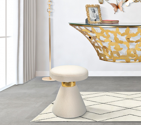 Masute - Masuta Ice, Lemn/ MDF/Fibre sintetice, Crem/ Auriu, 51x42x42 cm