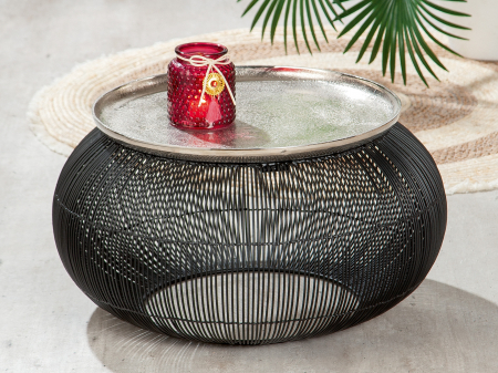 Masute - Masuta Puntual, Aluminiu, Argintiu/Negru, 27.5 x 51 cm