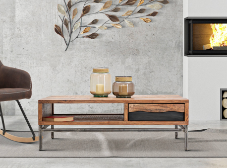 Masute - Masuta Yellowstone, Lemn , Maro/Negru, 122x74x44 cm