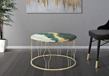 Masute - Masuta Greeny, Fier/Sticla, Multicolor, 48x75x75 cm