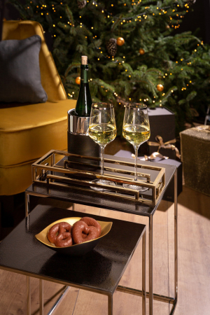 Bucatarie - MERANO, Tava din sticlă, auriu, Sticlă neagra, 40x15x6 cm