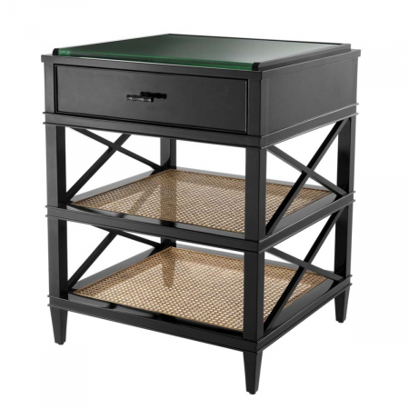 Noptiere - Noptieră, Bahamas din trestie natura cu finisaj negru , Dims: L. 60 | W. 56 | H. 76 (CM)