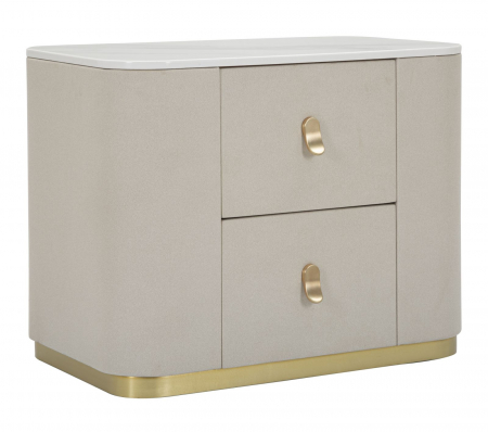 Bufete si dulapuri - Noptiera/cabinet Beauty, Lemn/MDF/Metal, Crem/Auriu, 47x60x40 cm