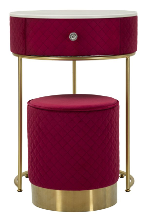 Mese de toaleta - Noptiera/masa de toaleta Vellit, rosu cu puf, ø 52x70 cm - ø 36x39 cm