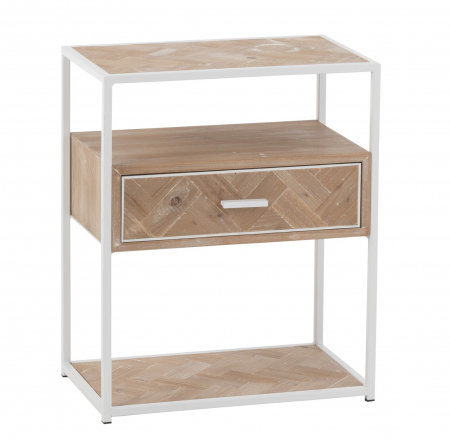 Noptiere - Noptiera Zigzag, Lemn, Alb, 50x30x61 cm