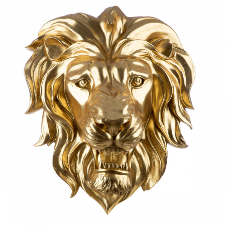Decoratiuni de perete - Obiect de perete (LED), Leu, Regele Savanei, Polirășină, auriu, PU 1, L. 24,5 cm, L. 41 cm, H. 47 cm