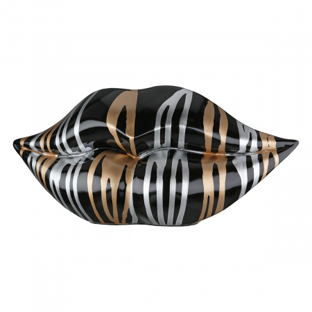 Modern - Obiect decorativ, Buze, Model liniar, Rășină sintetică, negru, PU 2, L. 9 cm, L. 28 cm, H 13 cm
