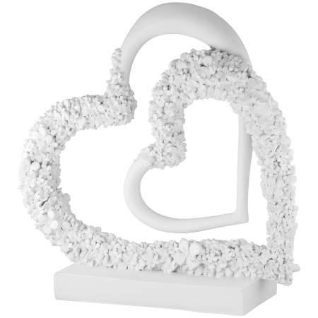 Dragobete - Obiect decorativ, Inimă, Motiv floral, Rășină sintetică, alb, PU 2, L. 8 cm, L. 22 cm, H 23 cm