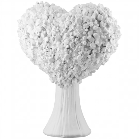 Dragobete - Obiect decorativ, Inimă, Motiv floral, Rășină sintetică, alb, PU 3, L. 10 cm, L. 16 cm, H 21 cm