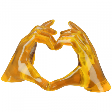 Modern - Obiect decorativ, Inimă, Rășină sintetică, galben, PU 2, L. 8 cm, l. 21 cm, H 12 cm