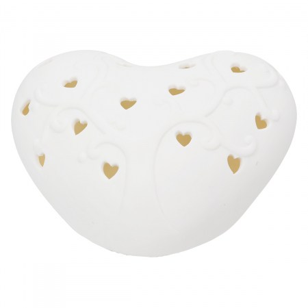 Veioze - Obiect decorativ (LED), Inimă, Arborele inimii, Porțelan, alb, PU 4, L. 14 cm, L. 15,5 cm, H. 8 cm