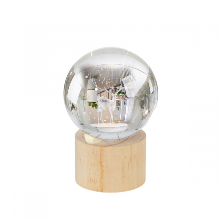 Veioze - Obiect decorativ (LED), Minge, Cervo, Motiv cerb, Sticla, Lemn, ecru, PU 4, H. 11,5 cm, D. 7,8 cm