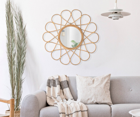 Oglinzi - Oglinda ALMERIA, Maro, Oglinda/Lemn/Fier, 65.5x65.5x3 cm