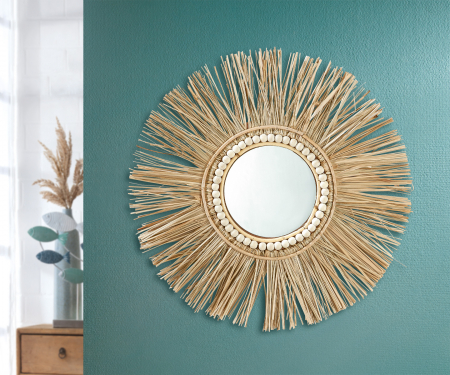 Oglinzi - Oglinda Boho, Bambus/Ratan, Maro, 55 cm