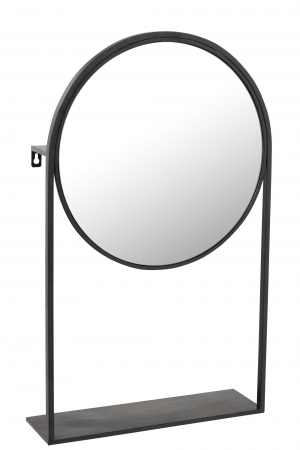 Oglinzi - Oglinda cu picior, Sticla/Metal/Fier, Negru, 42.5x12x70 cm