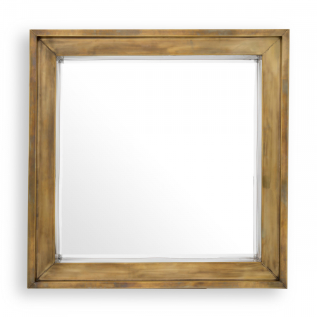 Oglinzi - Oglindă, Magenta pătrată, finisaj din alamă cu aspect vintage, Dims: L. 100 | W. 100 | D. 20 (CM)