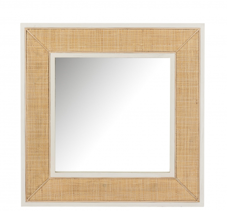 Oglinzi - Oglinda Molly, Sticla, Alb/Natural, 80.5x3x80.5 cm