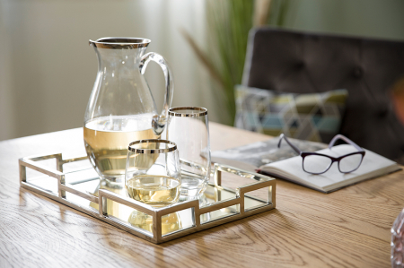 Pahare - Pahar Platinum, Sticla/Décor platinat, Argintiu/Transparent, 10.50 cm