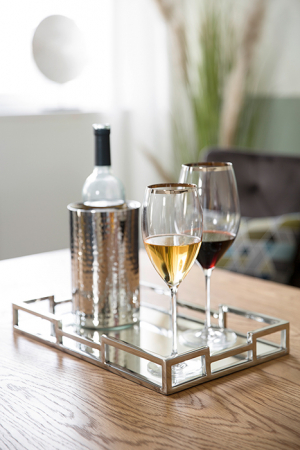 Pahare - Pahar Platinum, Sticla/Décor platinat, Argintiu/Transparent, 28x10 cm