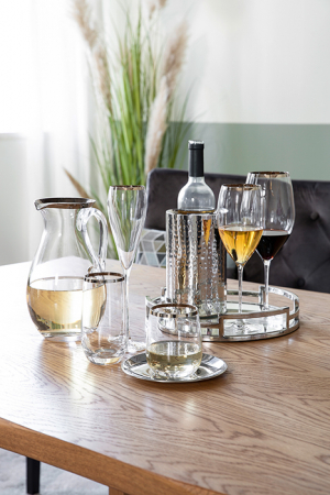 Pahare - Pahar Platinum, Sticla/Décor platinat, Argintiu/Transparent, 7x28x7 cm