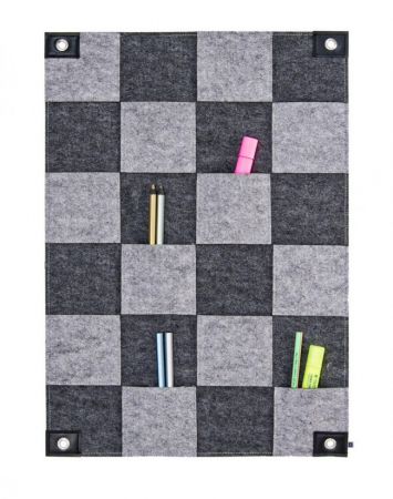 Organizatoare - Panou cu buzunare, felt, Gri/Negru, 42, 4x60cm